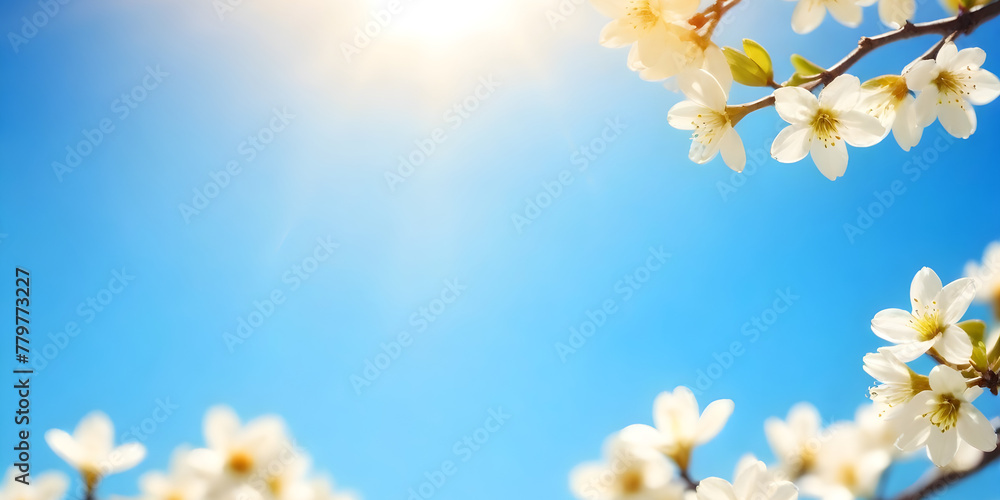 The sun shines brightly over a blossoming tree, casting a golden glow on the vibrant flowers in full bloom The sun shines brightly over a blossoming tree, casting a golden glow on the vibrant flowers in full bloom