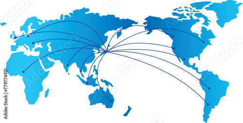 Digital map of Asia Japan global network business data transfer telecommunication connectivity cyber technology business exchange information vector illustration
