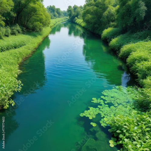 A clear and clean river after being cleared of pollution. Concept - healing the Earth.