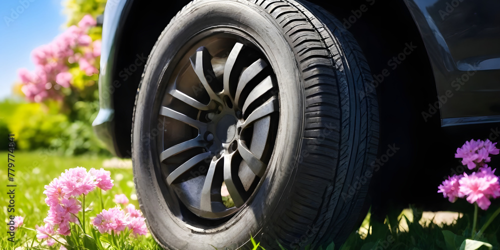Summer tires are dumped on the side of the road, creating an unsightly and wasteful scene
