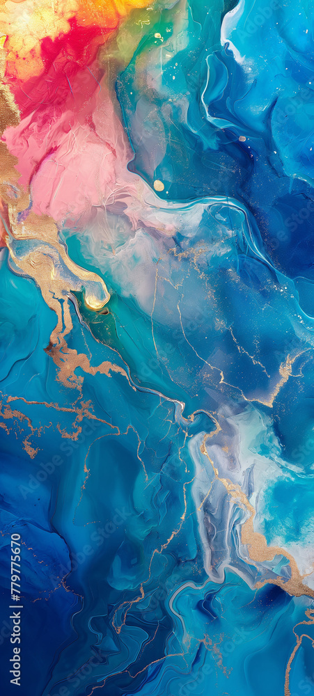 Obraz premium Texture color abstract background pattern art paint liquid blue effect. Abstract texture design pattern color background gold mineral luxury ink nature wallpaper creative rainbow stone water seamless