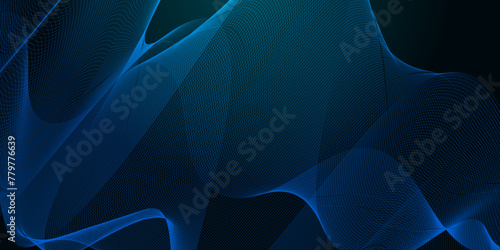 Gradient blue wavy flowing dynamic smooth curve lines background. Digital future technology concept. Design used for presentation, web design, cover, technology, science, data, magazine. © Ahmad Araf