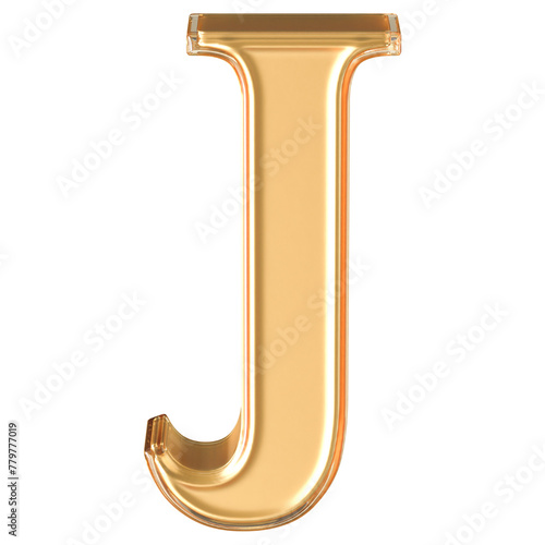 Gold 3D Letter J Font - Alphabet 3d Render