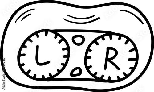 Optometry lens for eyes and eyesight. Health care doodle sketch icon. Vector illustration