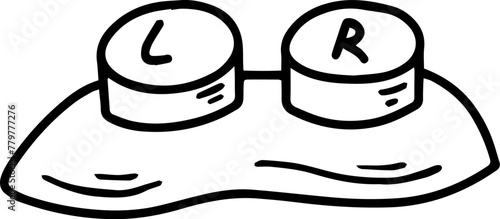 Optometry lens case icon in doodle style. Medical eyesight correction. Vector illustration