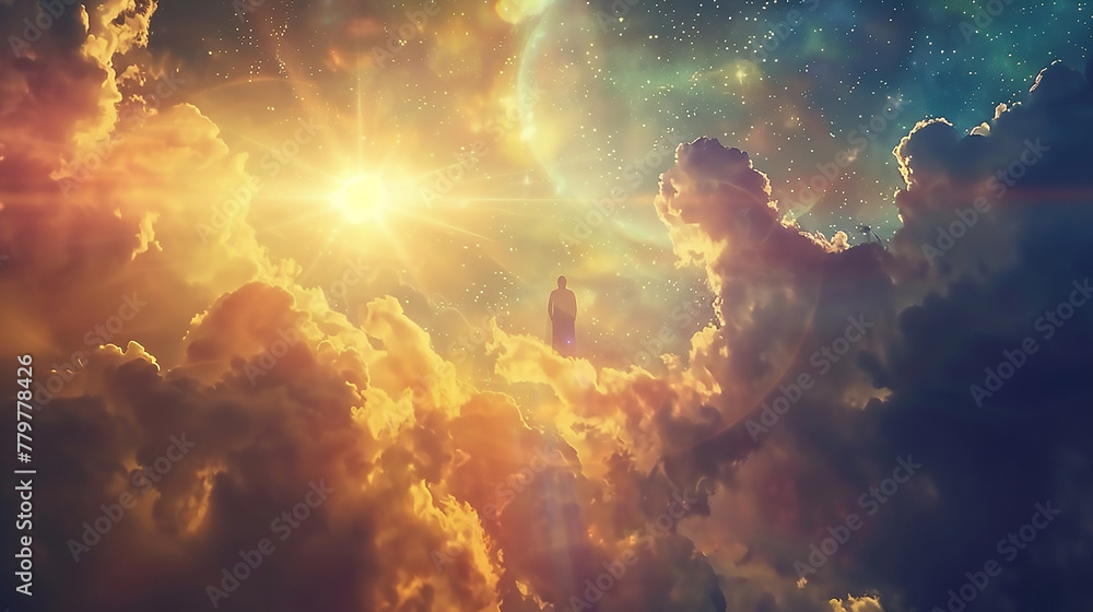 Religious celestial sky with aura of soul