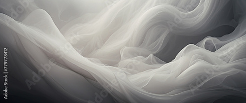 Abstract background of liquid white ink wave swirls and dissolves in liquid. Perfect for fantasy, surreal, web banners and video backdrop.