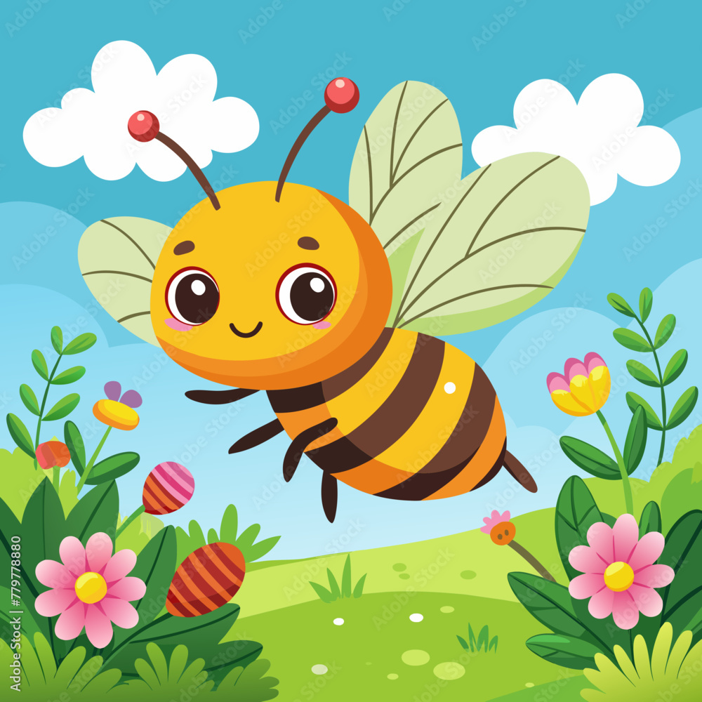 a-cute-bee-is-flying-over-a-meadow
