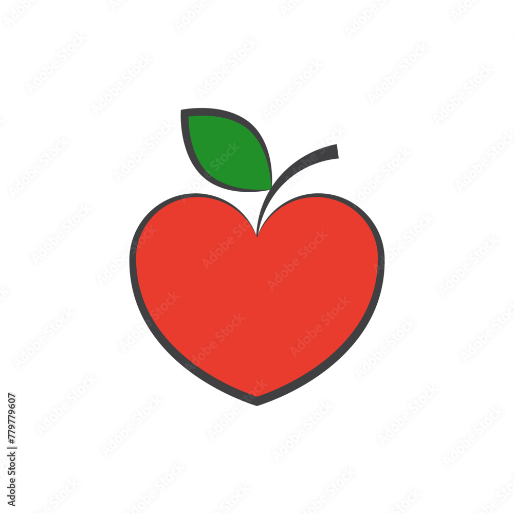 Apple fruit in the shape of a heart. Vector on white background. Apple fruit in the shape of a heart. Vector on white background.