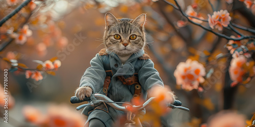 Katze fährt Fahrrad photo