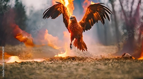 mythological bird fiery phoenix photo
