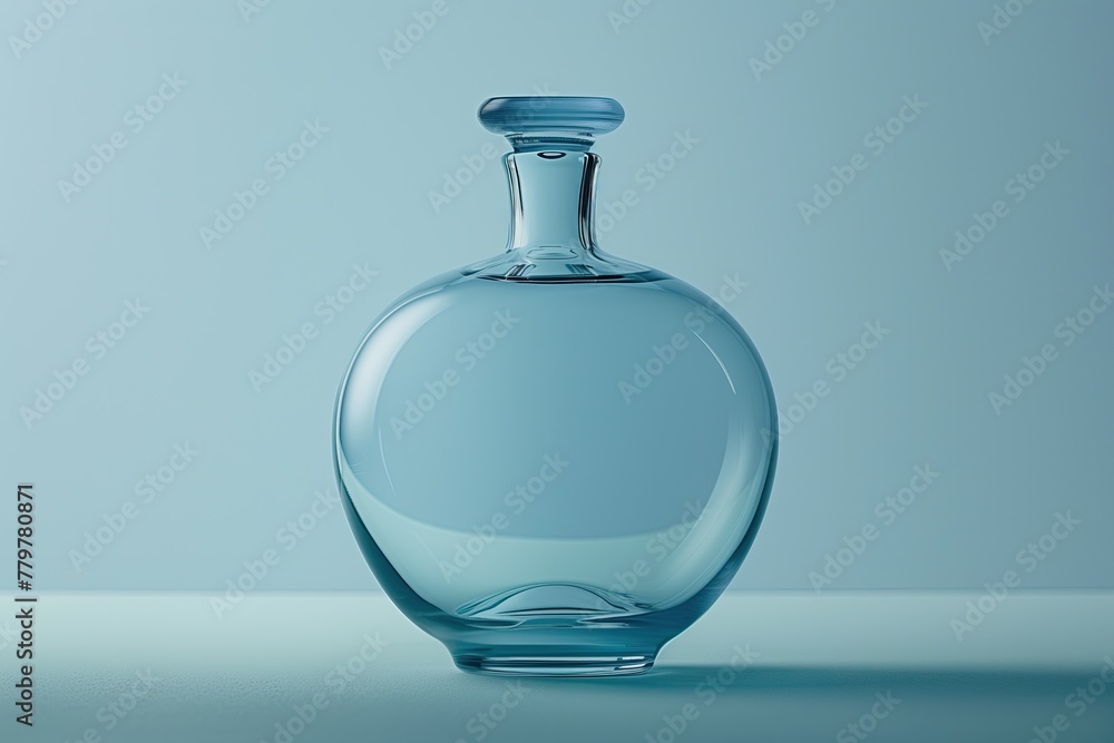 A blue mockup liquid bottle ob a blue background A blue mockup liquid bottle ob a blue background