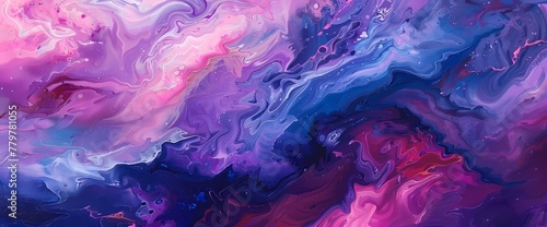 Swirls of cobalt and magenta create a dynamic abstract display, capturing the essence of vibrant energy.