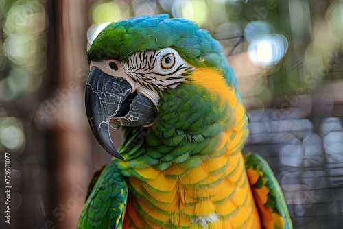 A close up of a parrot with a blurry background