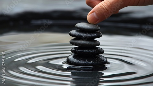 Construction engineer dropping a pebble into a pond symbolizing the ripple effect of small changes in large projects