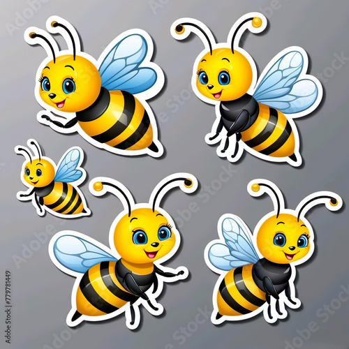 Pegatinas diseño 3d abejas alegres © Cade Foster 