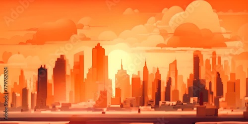 modern orange metropolitan cityscape. 4K Video photo