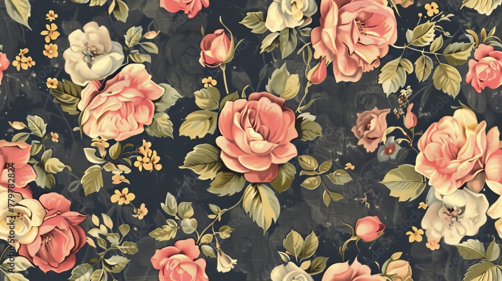 custom made wallpaper toronto digitalimages of Vintage Florals arranged in a seamless pattern