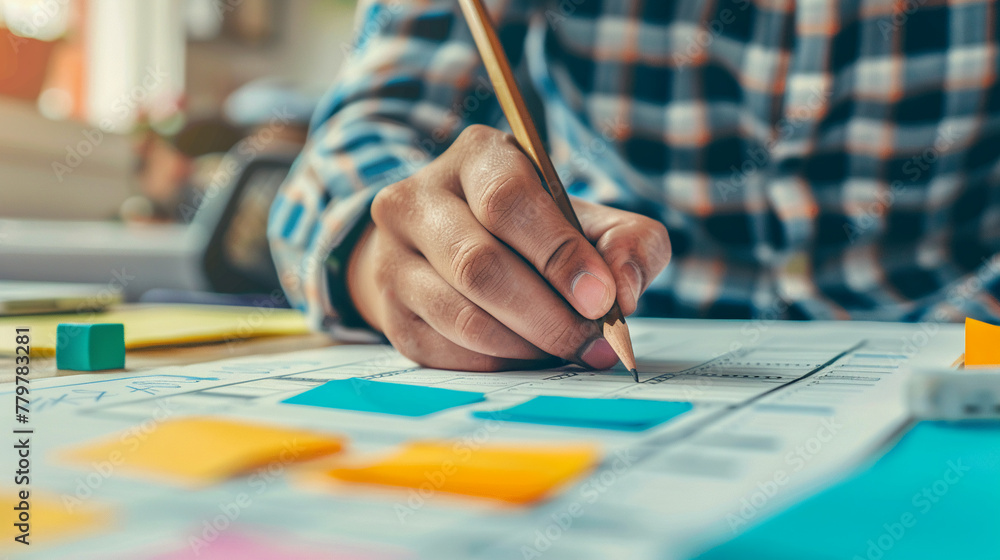 A brainstorming session in progress, with a checklist and pencil at the ready to note down innovative ideas A brainstorming session in progress, with a checklist and pencil at the ready to note down innovative ideas