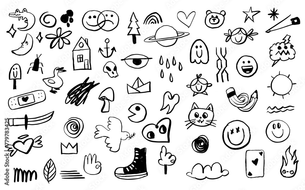 Hand drawn abstract doodles. Vector illustration.