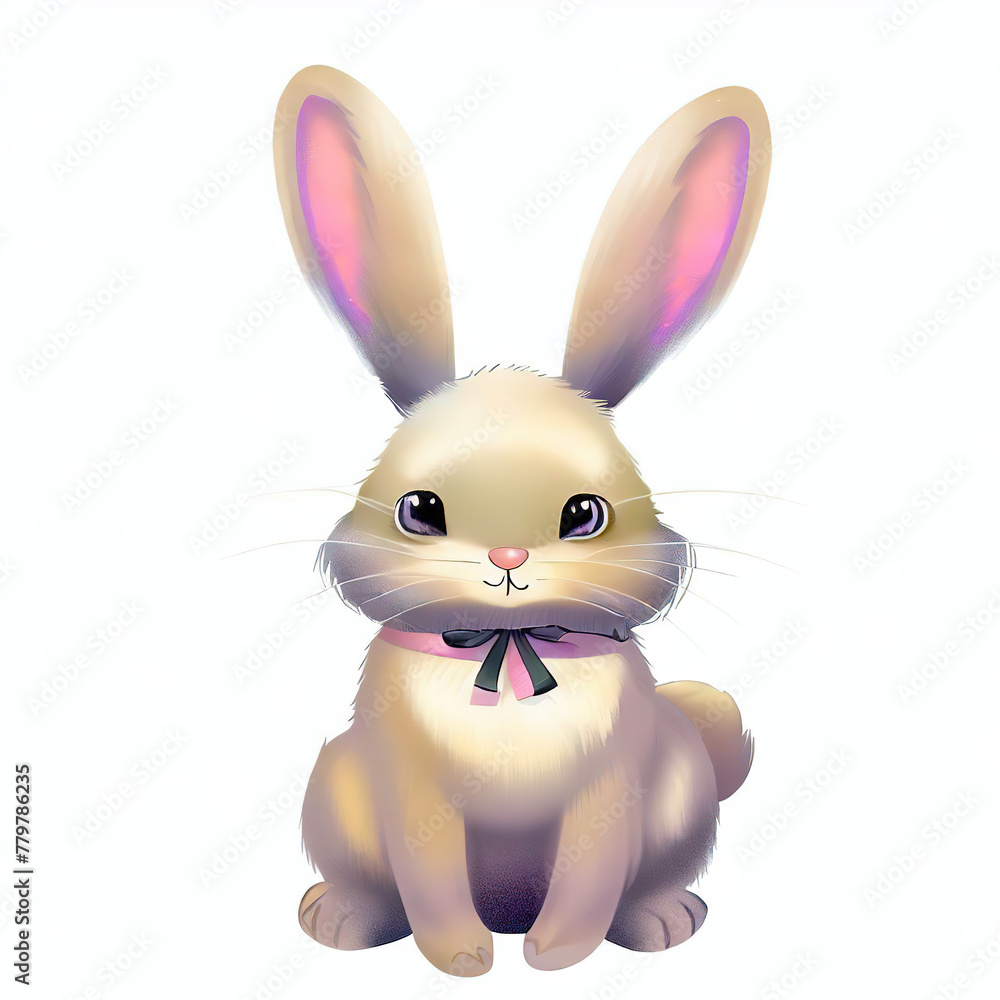 Fototapeta premium furry forest animal with beautiful colors and white background. with Generative AI technology 