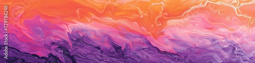 Sunset hues of apricot and lavender blend seamlessly, casting a warm glow on a vivid liquid canvas.