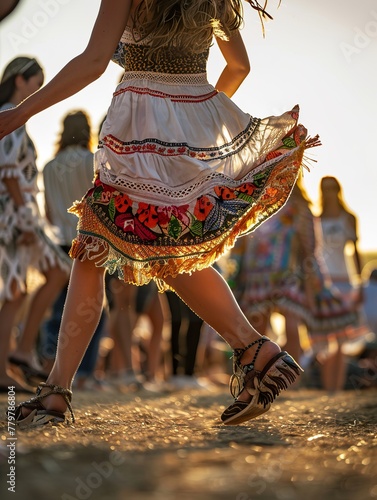 Close-up of Woman's Legs Dancing at Outdoor Daytime Event