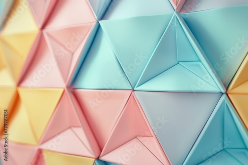 A mesmerizing pattern of overlapping triangles in soft pastel colors.