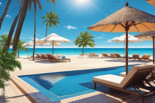 Oasis by the ocean  Immerse yourself in the luxurious beach resort experience with a pool in a hot country