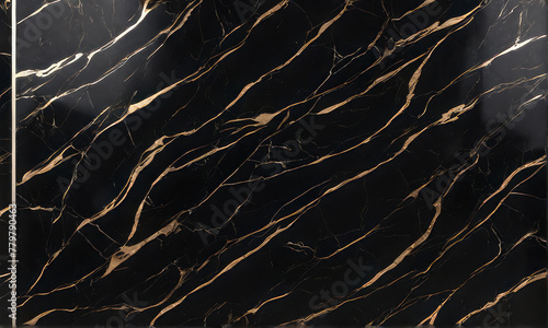 This stunning image features a panoramic marbling texture design in black and gold, creating a regal and opulent ambiance.