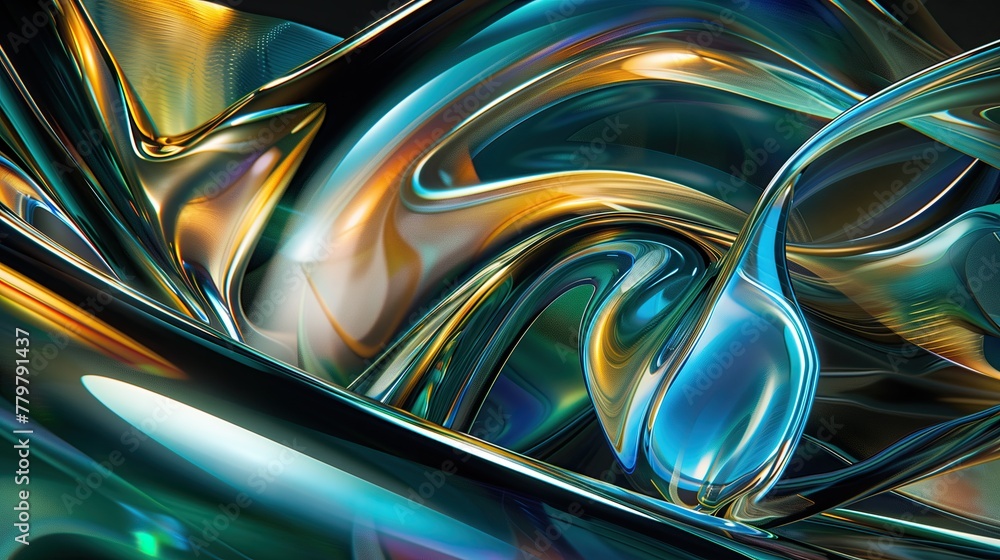 Green and blue on a black background Laser glass style Gorgeous light effects Sculpture form Silver and light gold bright and saturated soft color gradient Green and blue on a black background Laser glass style Gorgeous light effects Sculpture form Silver and light gold bright and saturated soft color gradient