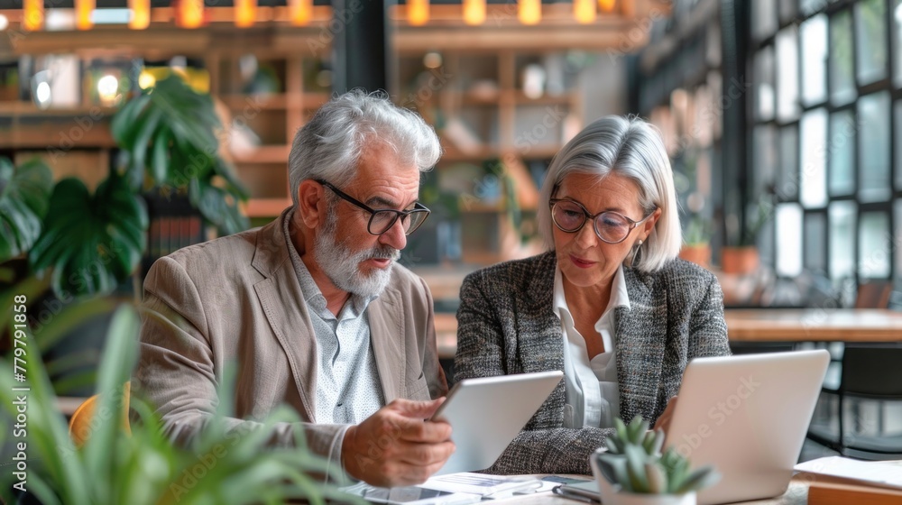 Two colleagues of professional business people working together Two colleagues of professional business people working together