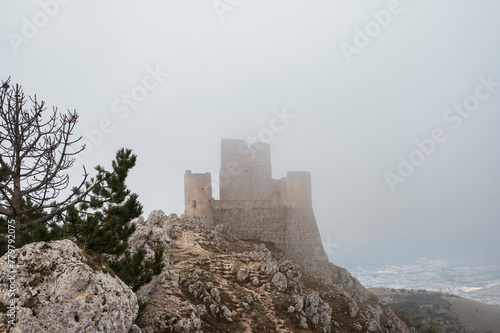 view of the Castle of Rocca Calascio inside the Parco Nazionale del Gran Sasso e Monti della Laga, L'Aquila, Italy photo