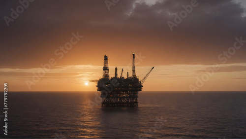 Oil platform during a beautiful sunset