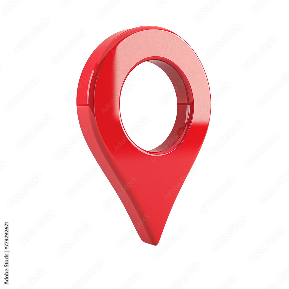 Red 3D Location Pin on Transparent Background