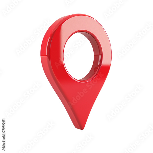 Red 3D Location Pin on Transparent Background
