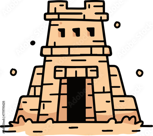 A simple flat illustration of the Tiahuanaco (Tiwanaku) archaeological site photo