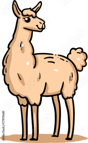 A simple flat illustration of a llama