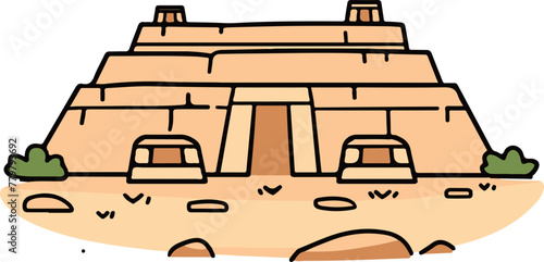 A simple flat illustration of the Tiahuanaco (Tiwanaku) archaeological site