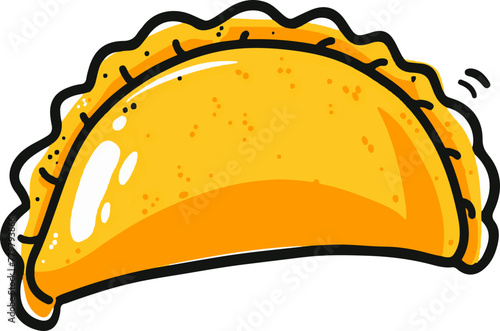 A simple flat illustration of a Chilean empanada, a staple of Chilean cuisine