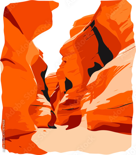 A simple flat illustration of the Antelope Canyon in Arizona, showcasing natural beauty