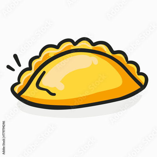 A simple flat illustration of a Chilean empanada, a staple of Chilean cuisine