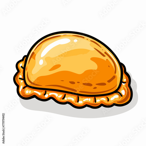 A simple flat illustration of a traditional Bolivian salteña, a savory pastry photo