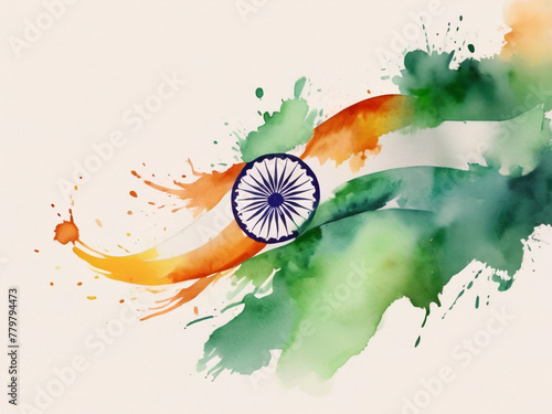 India Independence day with watercolor background. 