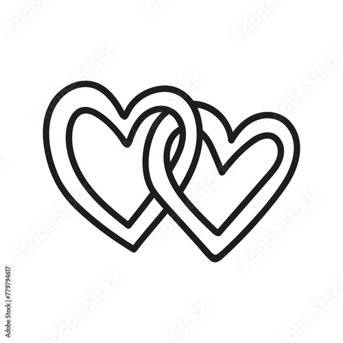 Hand drawn vector couple wedding hearts. Romantic doodle illustration
