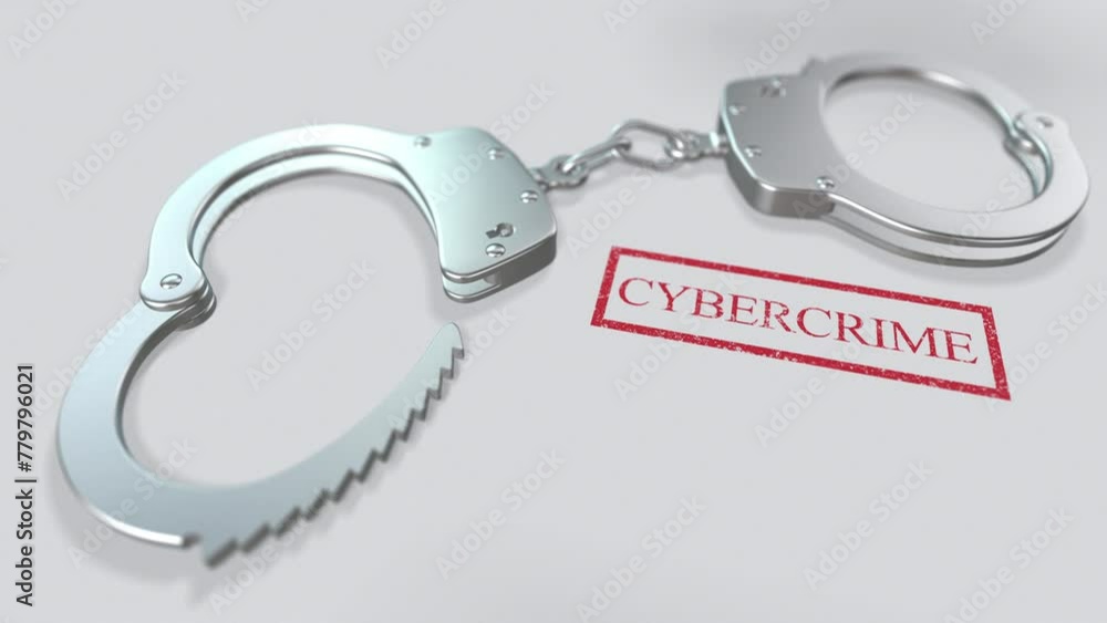 Cybercrime Word and Handcuffs 3D Animation Cybercrime Word and Handcuffs 3D Animation