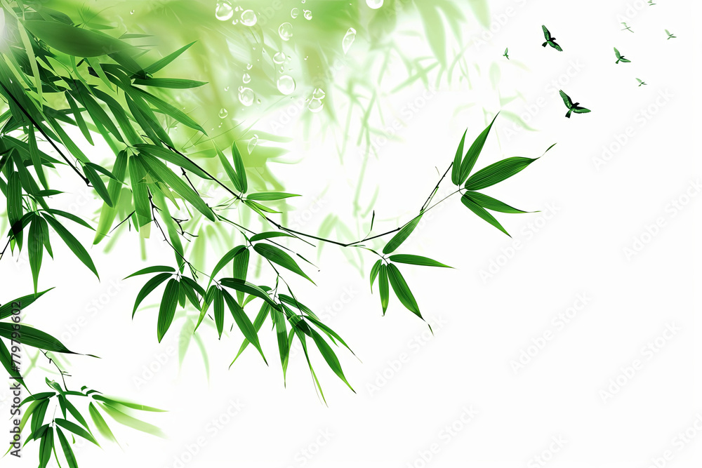 a picture of a bamboo tree with green leaves
