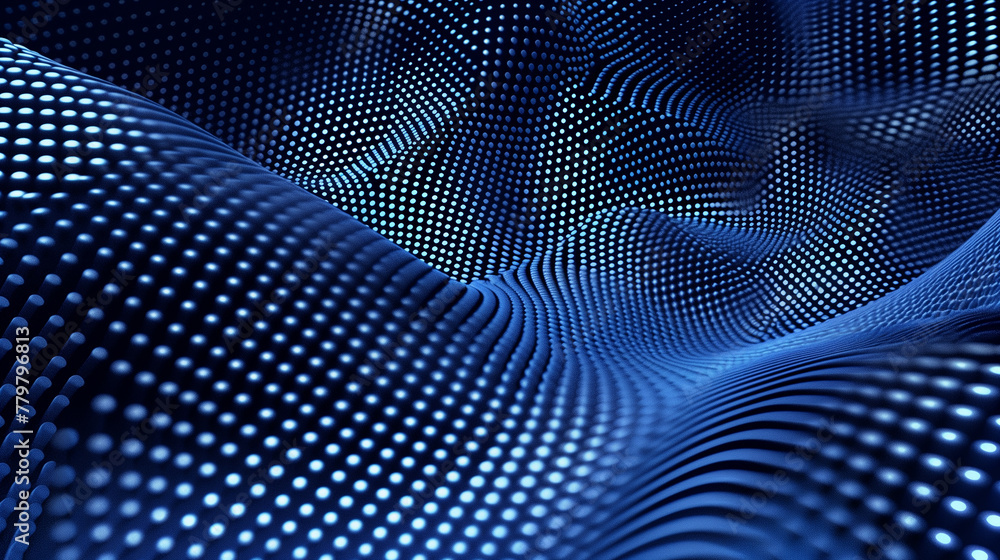 Fototapeta premium A blue background with a lot of dots. The dots are in different sizes and are scattered all over the background