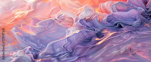Soft lavender gradients melt into a pool of coral and peach, forming an enchanting abstract dreamscape."