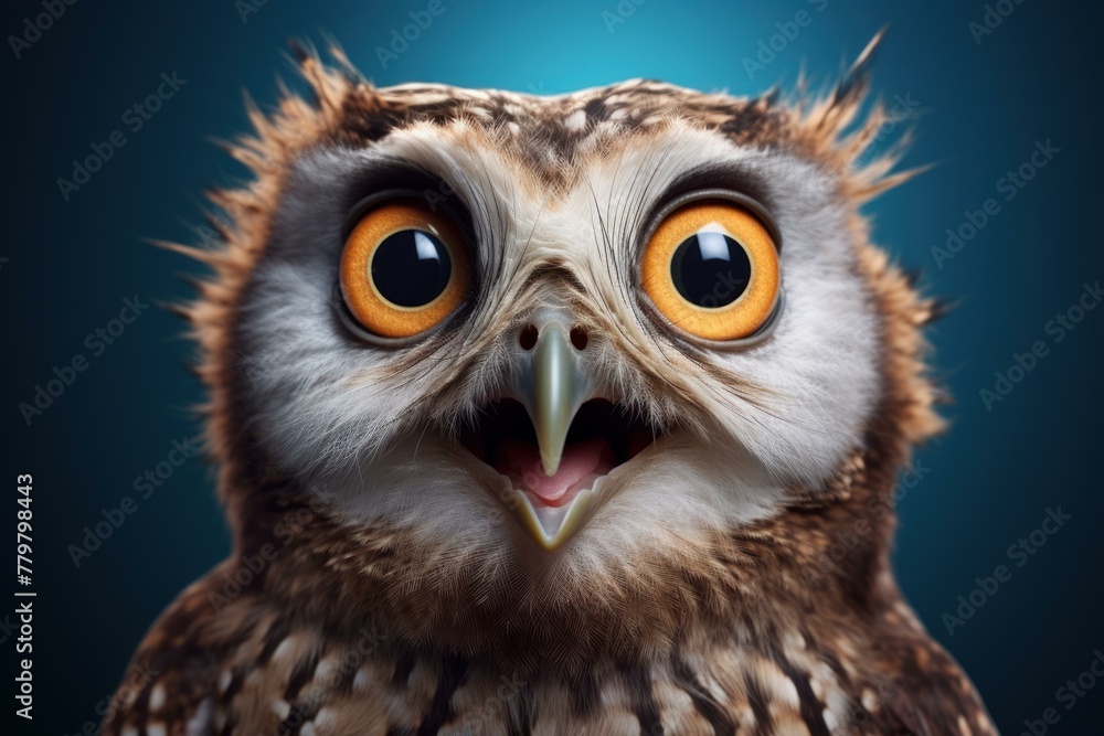 Serene Owl portrait. Bird eye beak. Generate Ai Serene Owl portrait. Bird eye beak. Generate Ai